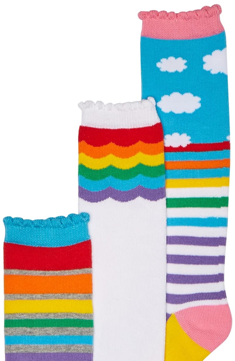 Jefferies Socks girls Colorful Rainbow Knee High 3 Pair Pack Socks, Rainbow, Medium US - Image 3